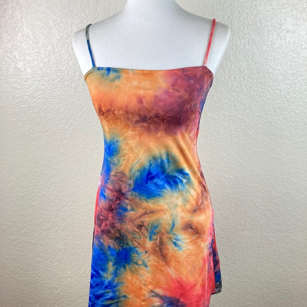 Susana Monaco Multicolored Tie-Dye Slip Spaghetti Strap Mini Dress Size S